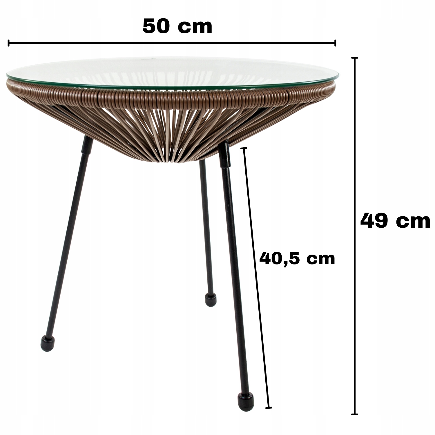 SZKLANY STOLIK OGRODOWY KAWOWY OKRĄGŁY STÓŁ NA BALKON MEBLE TECHNORATTAN Styl nowoczesny