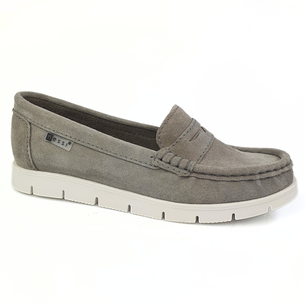 mokasyny damskie Nessi 76506 765 szare skóra welur r. 38