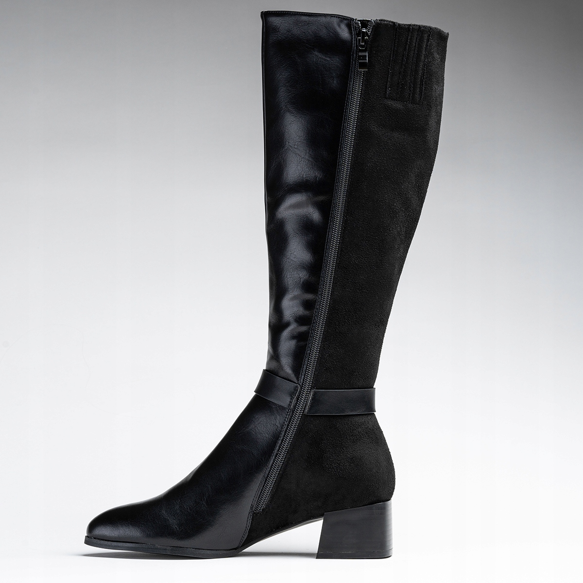 Kozaki OCIEPLANE długie wygodne oficerki SUWAK modna czerń Wojtyłko Płeć kobieta