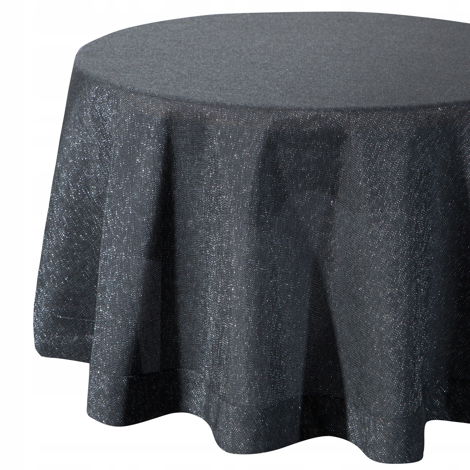 obrus czarny z srebrnymi dekoracjami 150 cm