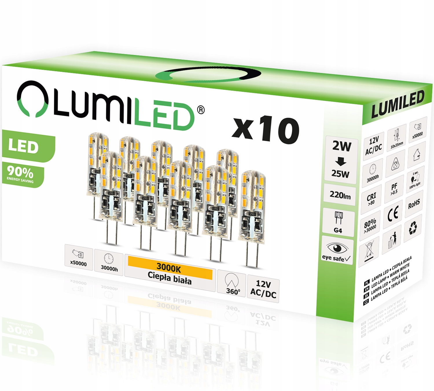 

10x Żarówka Led G4 Kapsułka 2W 25W 3000K Lumiled
