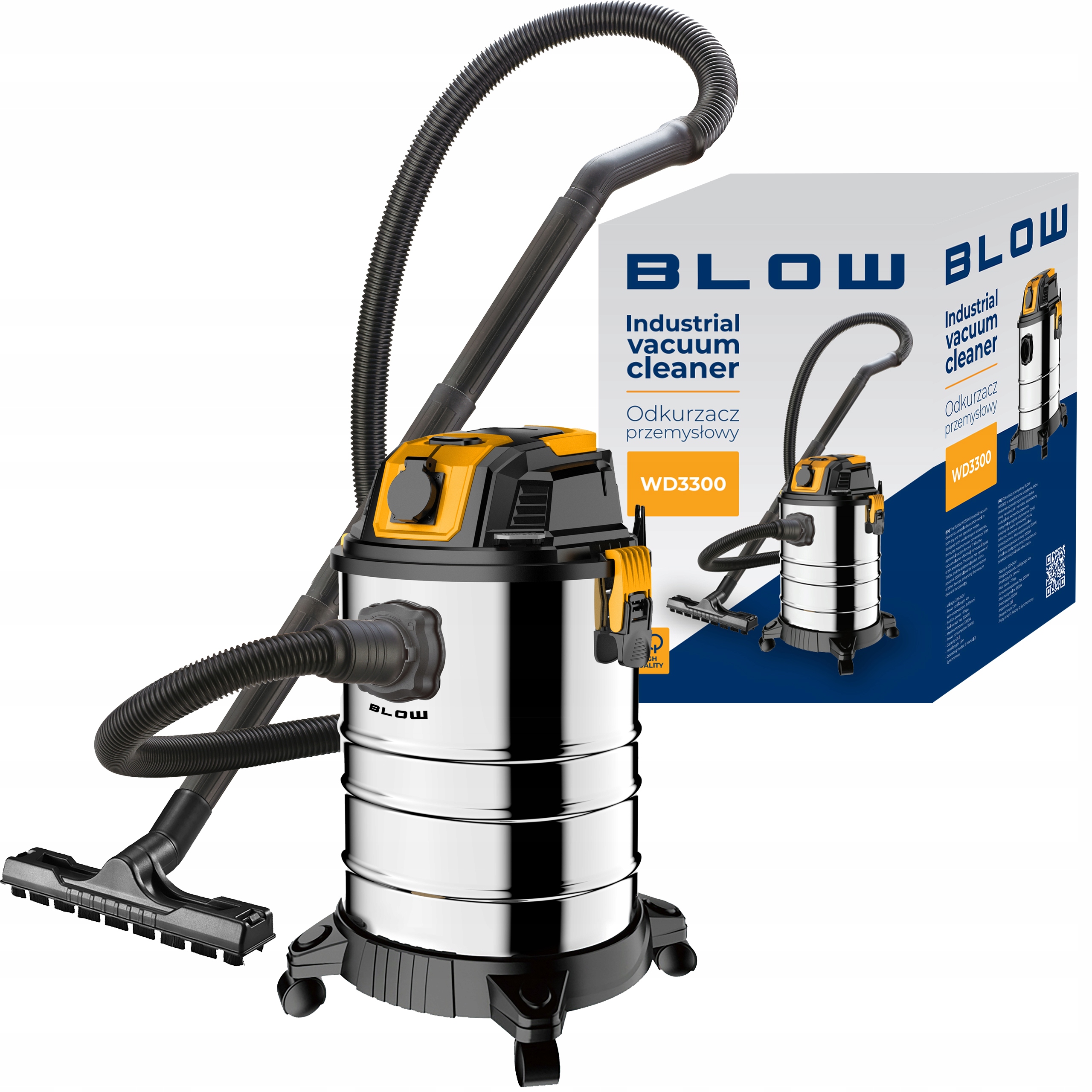 Odkurzacz Przemysłowy Blow WD3300 3300 W Z Gniazdkiem Na Sucho Mokro Budowa