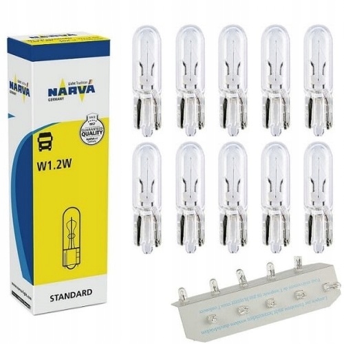 NARVA W1,2W ŻARÓWKA CAŁOSZKLANA 12V W2X4.6D 10SZT