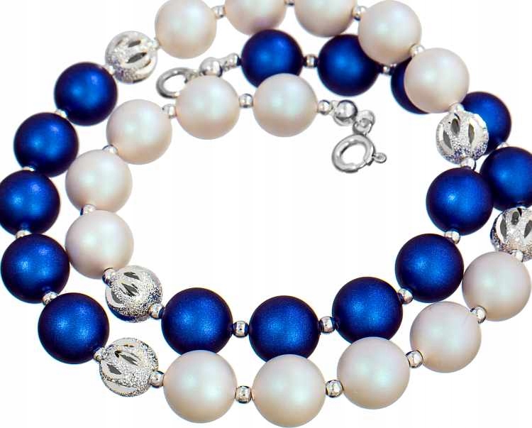 Crystal Pearl Náhrdelník Modré Bílé Stříbro Arande