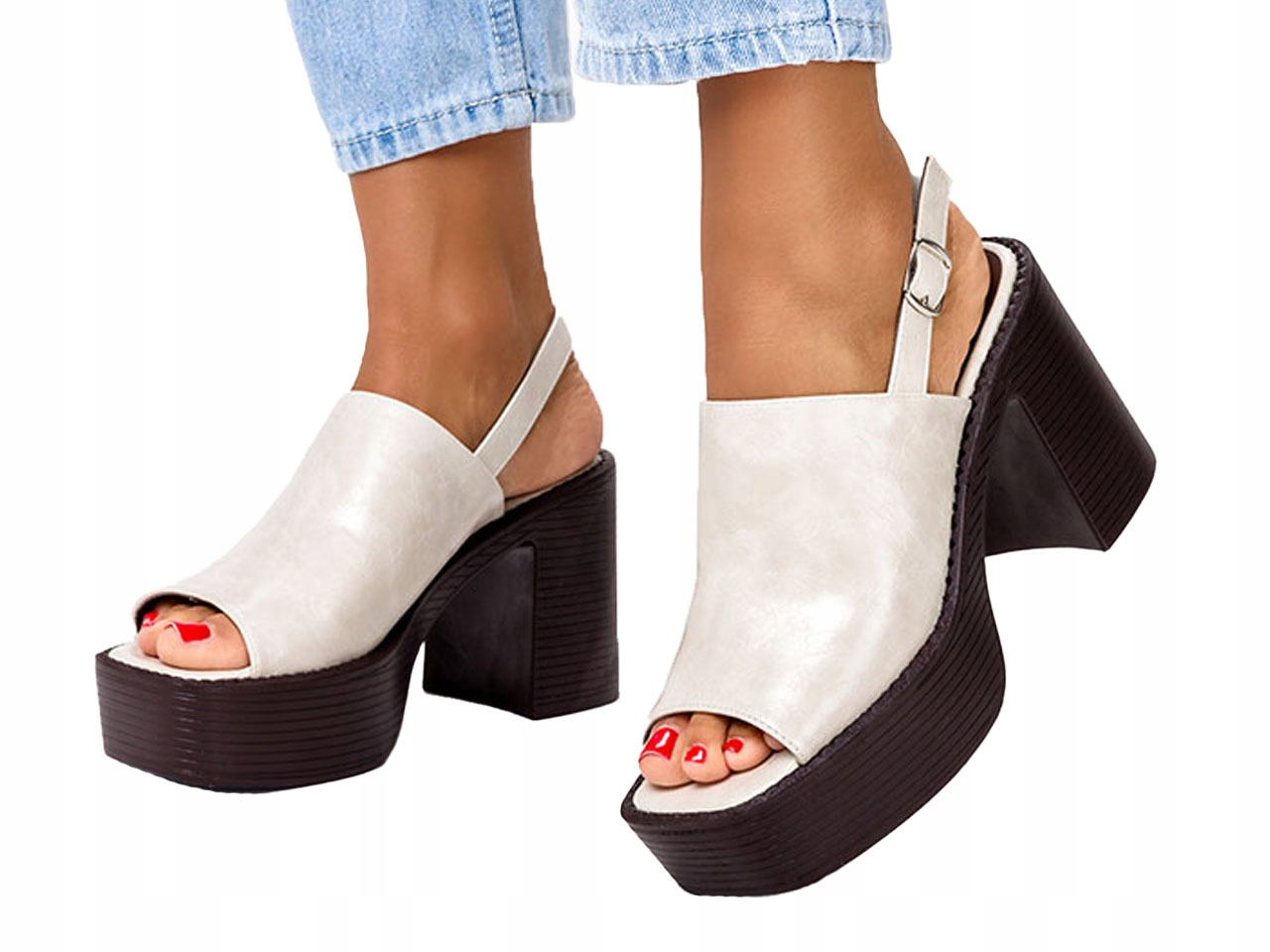 

Sandały Na Platformie Wysokie Stabilne Damskie r37