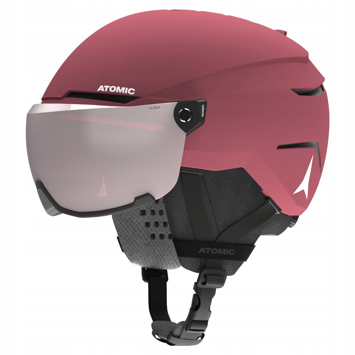 Kask z przyłbicą szybą Atomic Savor Visor Junior Maroon 2025 51-55 cm