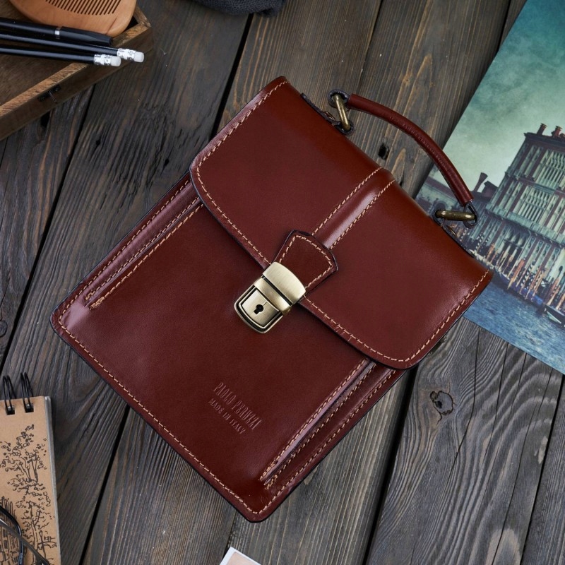 ELEGANCKA TOREBKA DAMSKA ZE SKÓRY NATURALNEJ BRĄZ Płeć kobieta