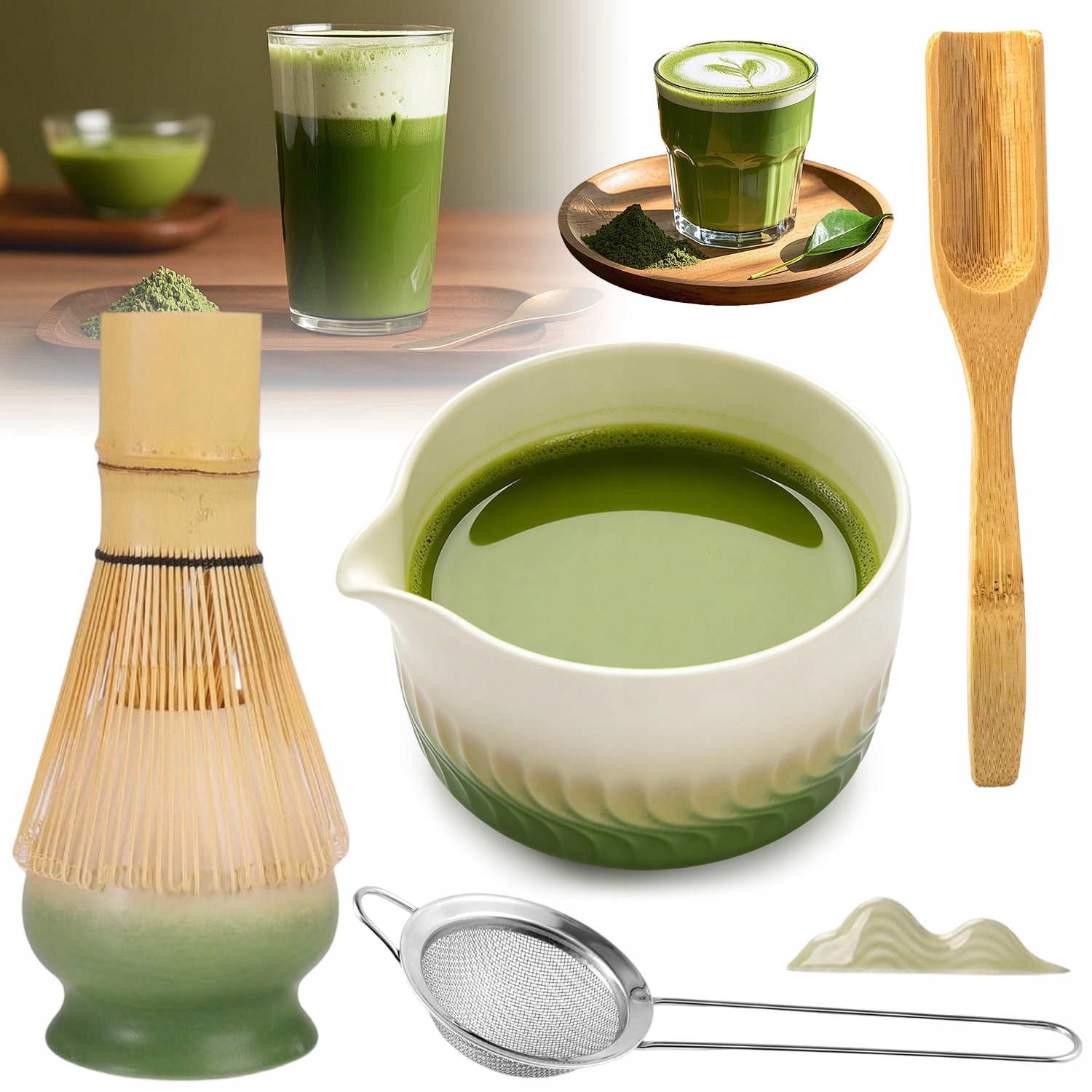 7SZT Zestaw Prezentowy Do Herbaty Matcha Zestaw Mioteł Matcha Z Trzepaczką