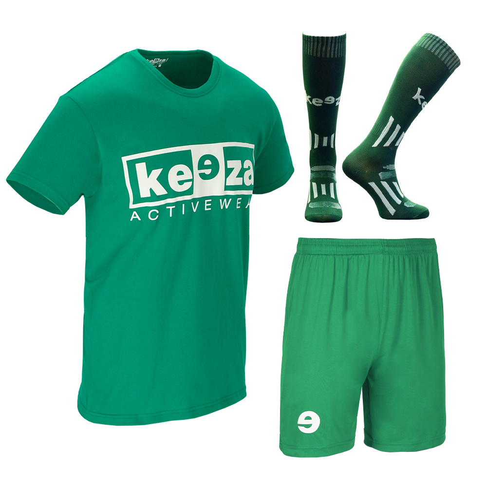 Komplet treningowy Keeza koszulka, spodenki, getry zielony S(41)