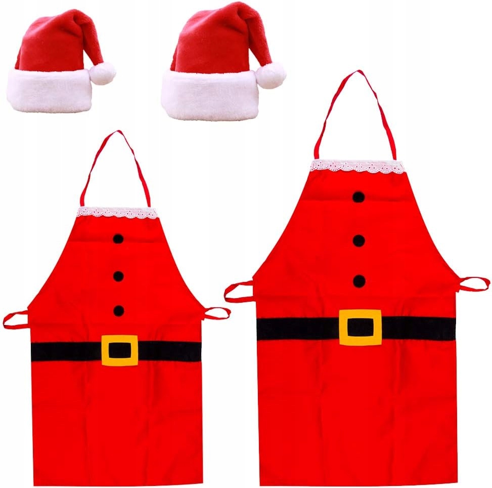 Kuchyňská zástěra vánoční, Santa Claus, klobouky, sada 4 ks