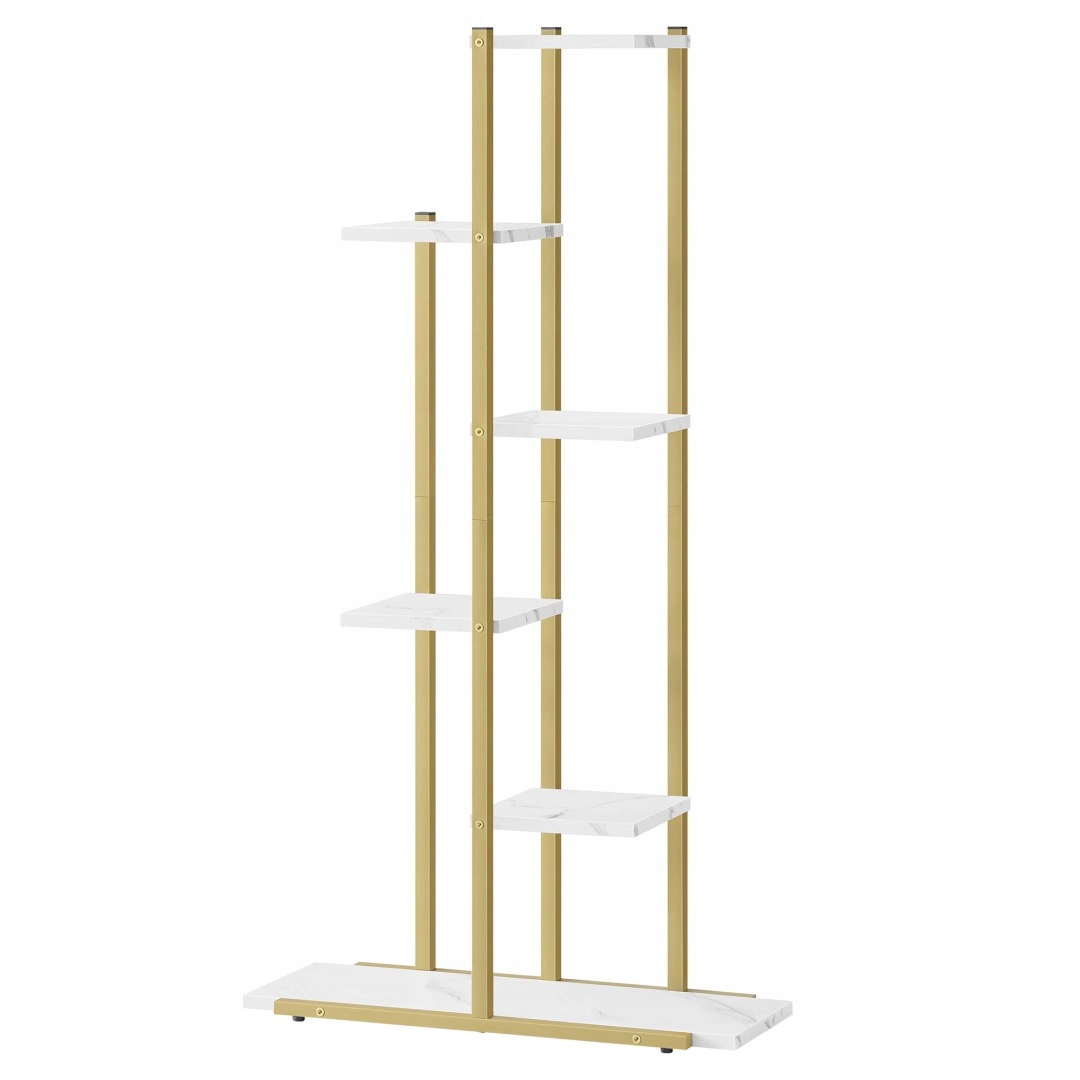 Regál držiak na kvetináč 6 políc mramor zlaté nohy