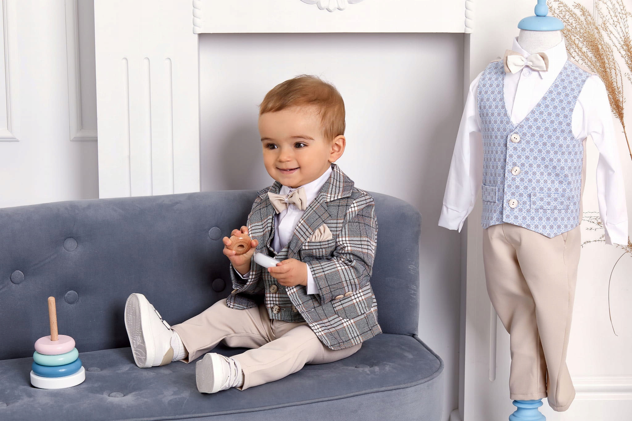 GARNITUR NIEMOWLĘCY 4cz. Z KAMIZELKĄ Chrzest 68 Marka Inna marka