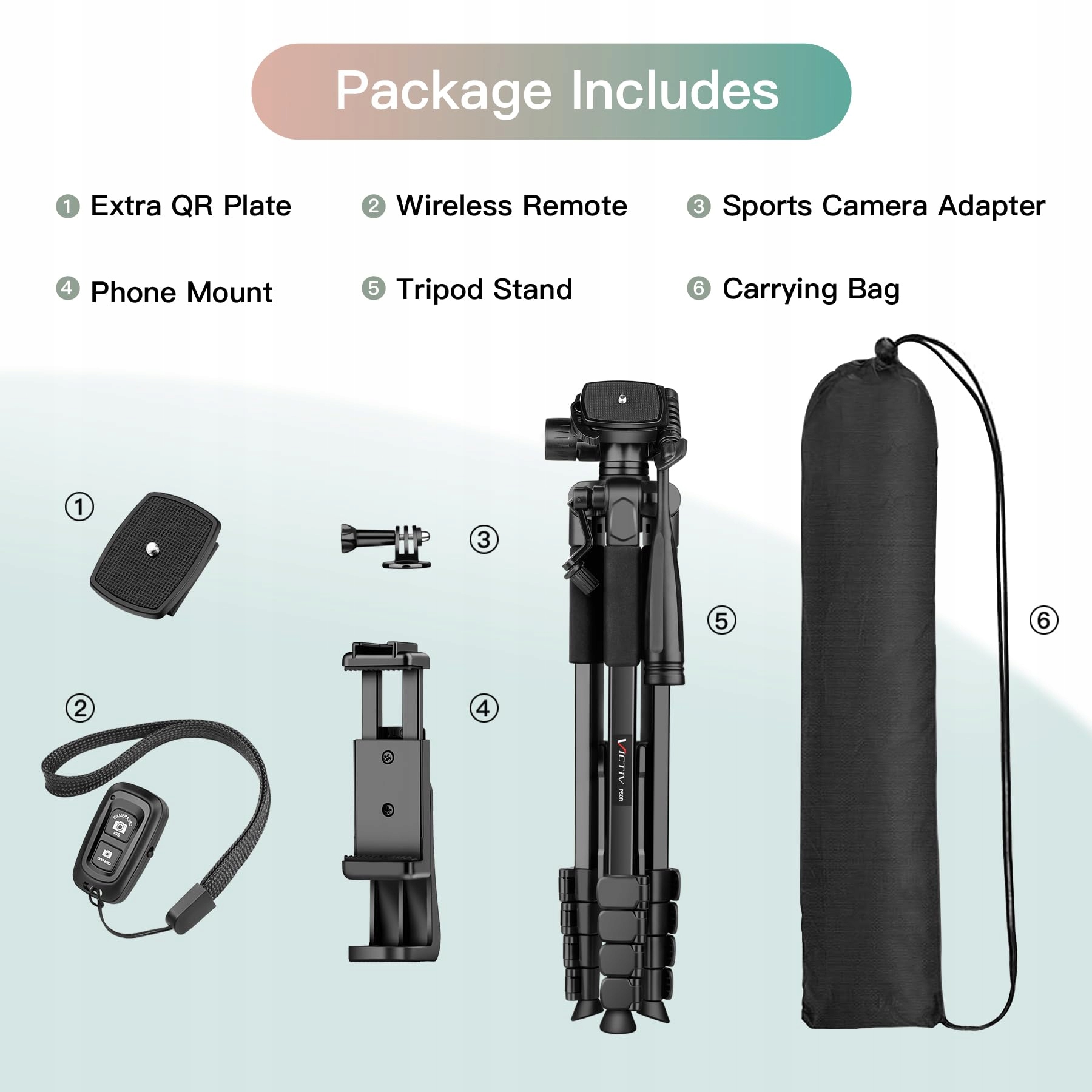 VICTIV 2025 Ulepszony Statyw Kamera 172cm Aluminiowy Statyw DSLR iPhone — miniatura 7