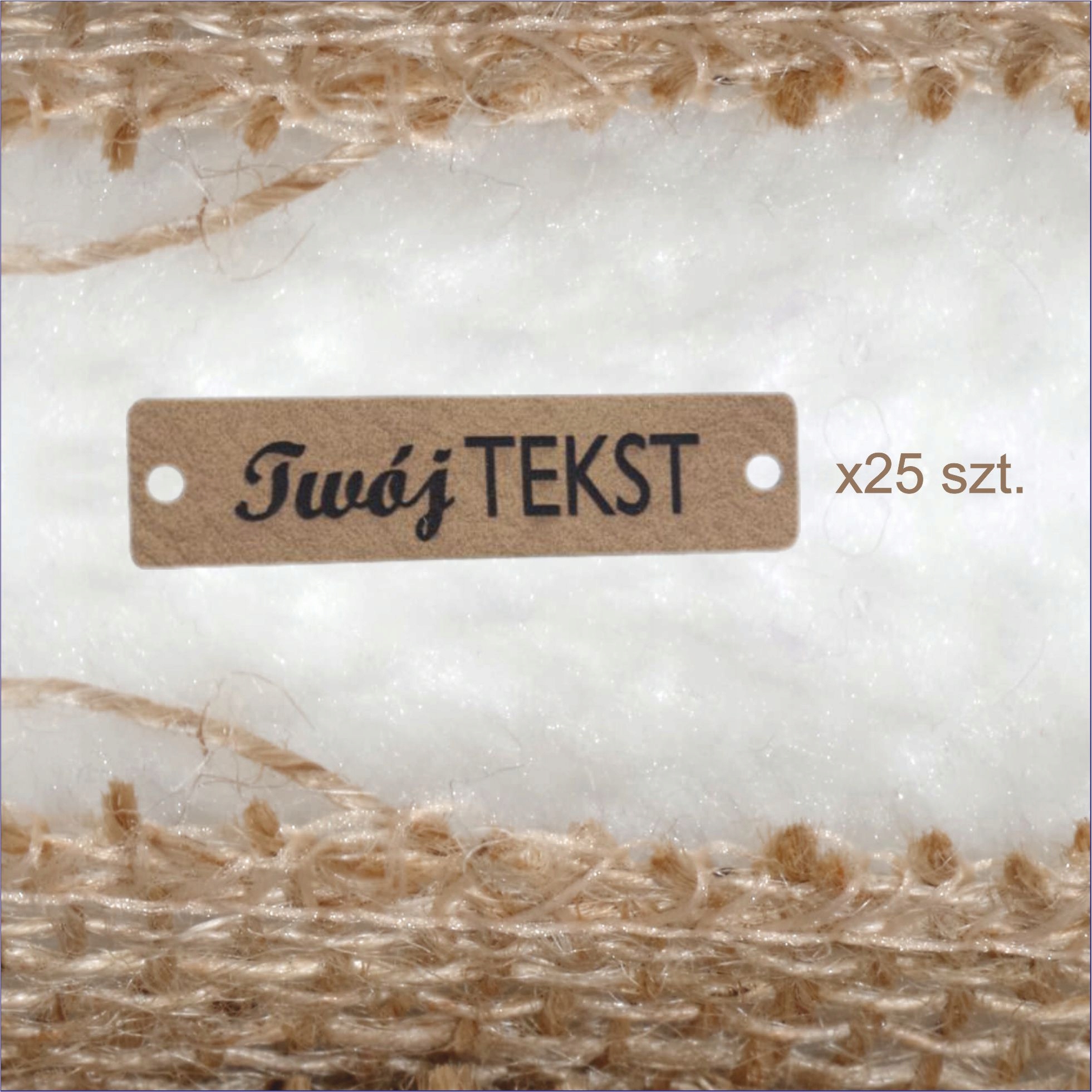 Metka 1x4cm béžová ekokůže 25ks s vaším logem