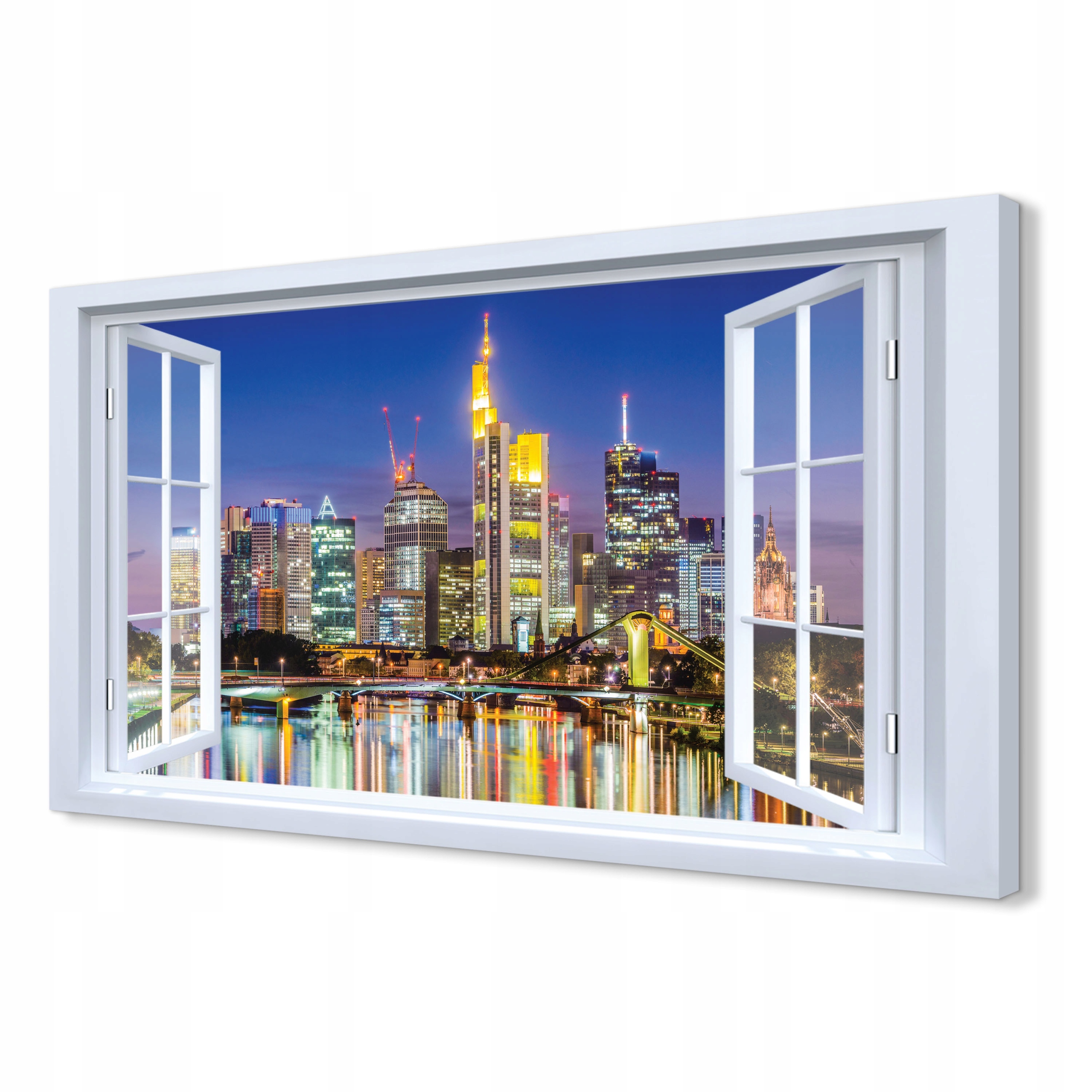 Obraz okno na plátne 3D Mrakodrapy Frankfurt 120x80
