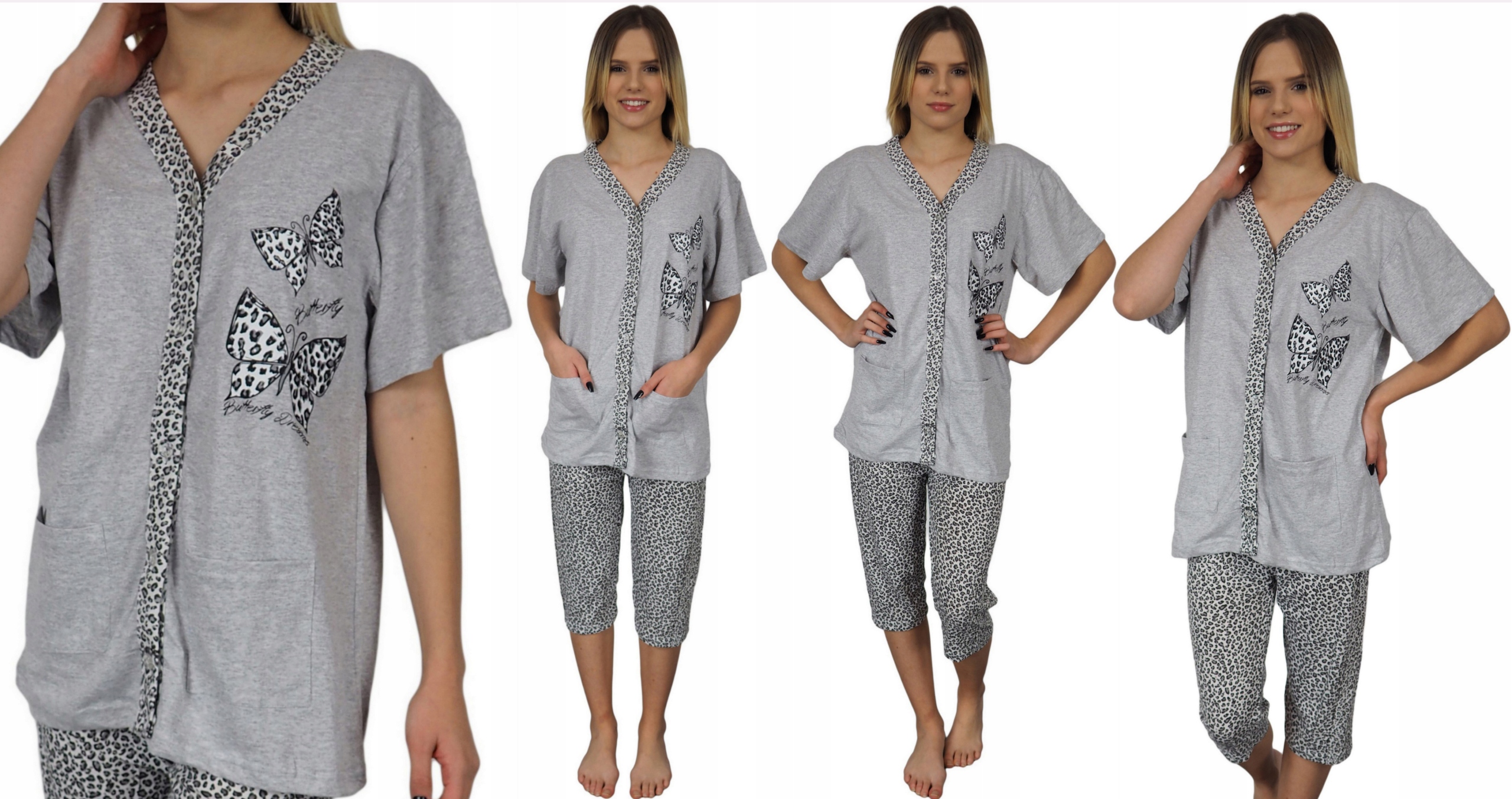 Piżama damska 4XL (48) GUZIKI panterka PLUS Size Model LadyR