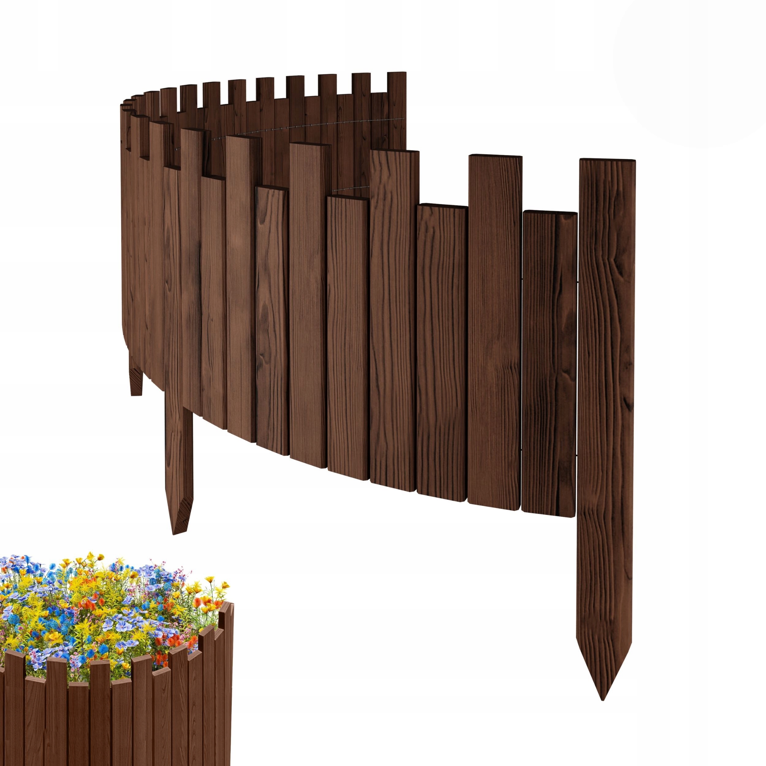 Dřevěný Zahradní Plot, palisáda, obrubník 200 x 30 cm Bronz