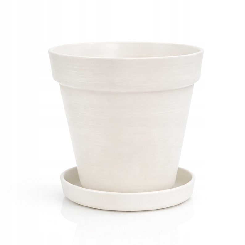 Doniczka LOFT 12 cm + Dopasowana Podstawka, Stylowy Zestaw EKO, BIAŁY