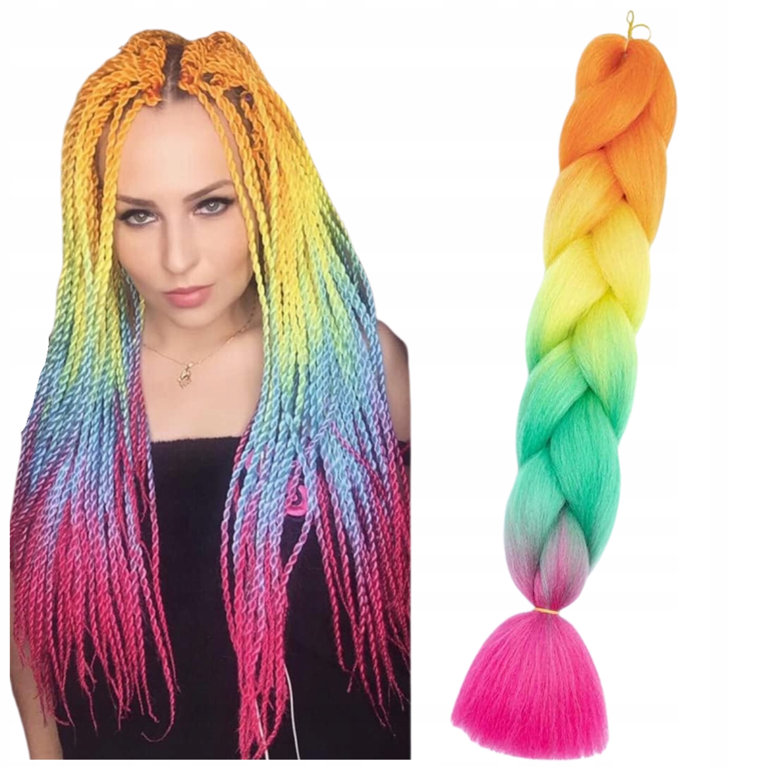 WŁOSY SYNTETYCZNE DO WARKOCZYKÓW KOLOROWE WARKOCZYKI DOCZEPIANE WLOSY OMBRE