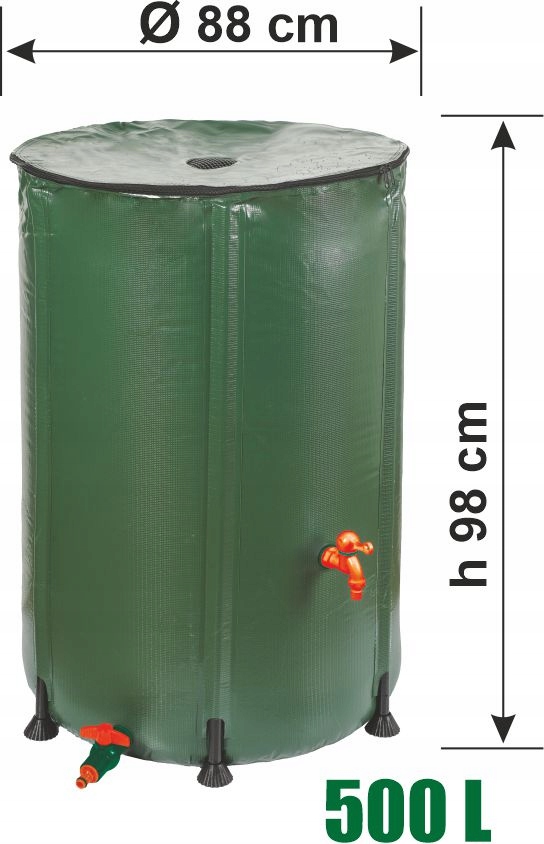 Beczka na wodę deszczową 500 litrów + przyłącze Kod producenta RZB500+RZB