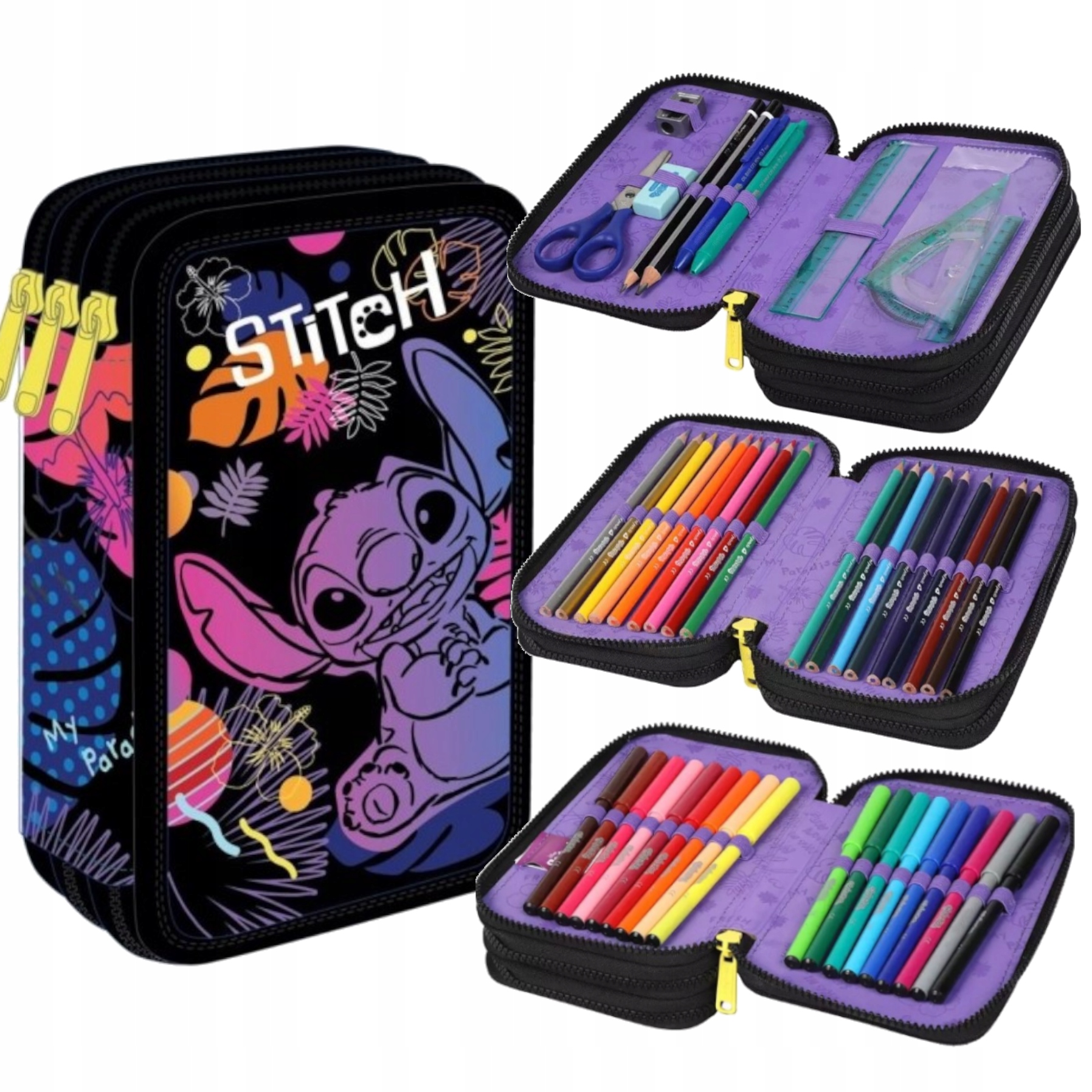 PIÓRNIK POTRÓJNY STITCH DISNEY BLACK JUMPER 3 COOLPACK