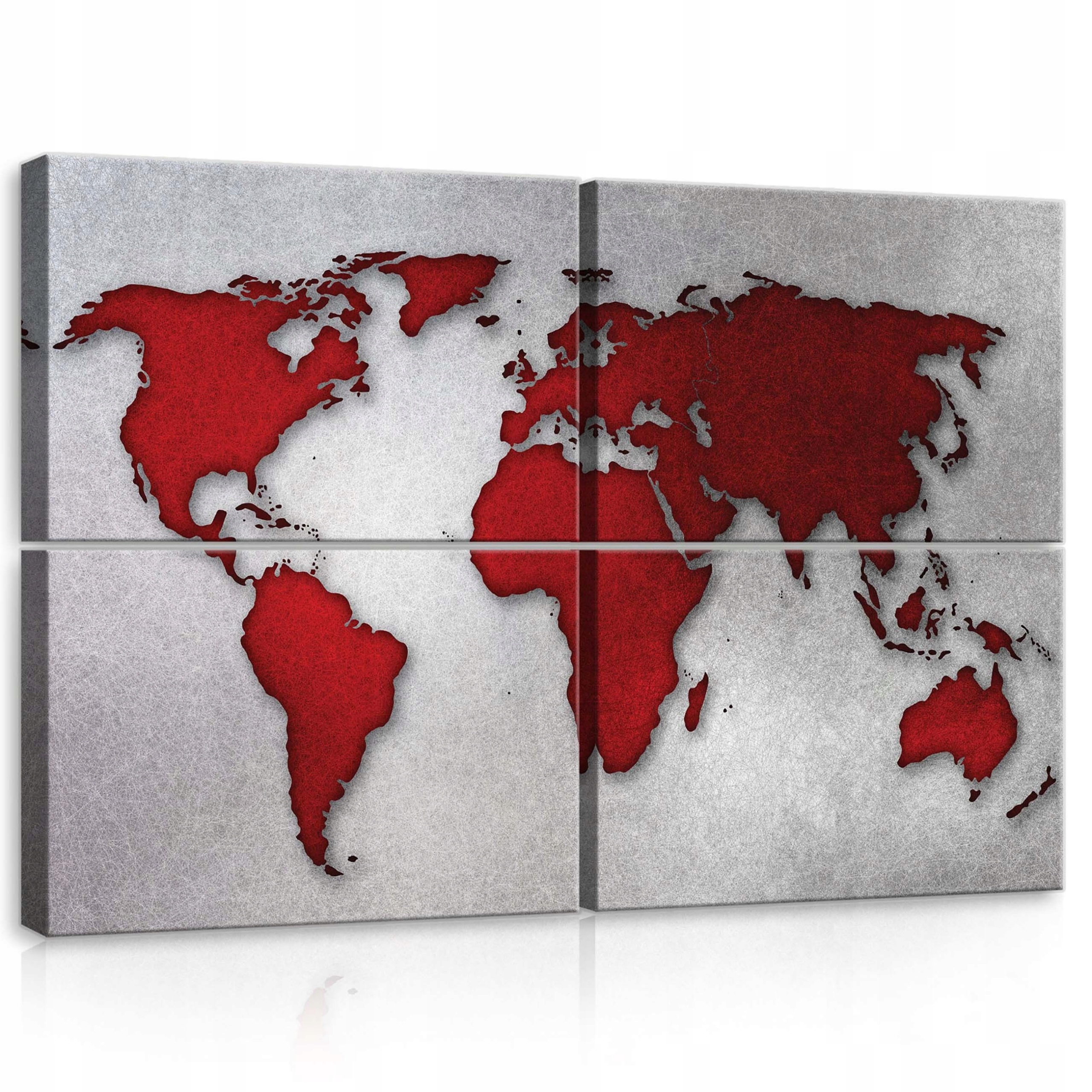Obraz 120x80 modulárny Mapa sveta červená šedá textúra moderný
