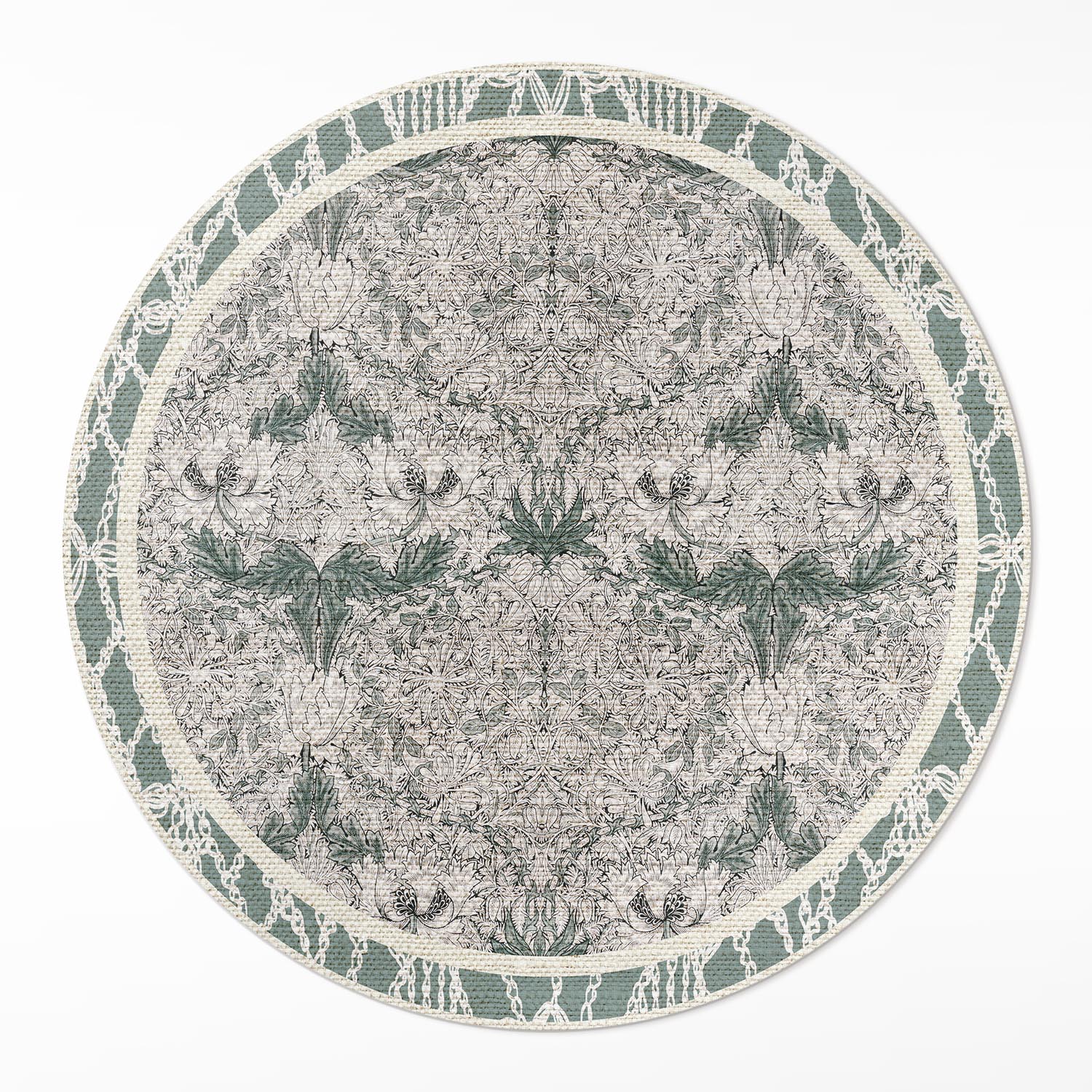 Okrúhly Behúň Vinylový Loft Kvet zimolezu Williama Morrisa ⌀ 110 cm