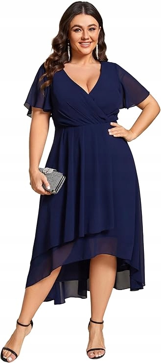 Shein Plus Size Šaty Tmavě Modré MIDI 52 1DE