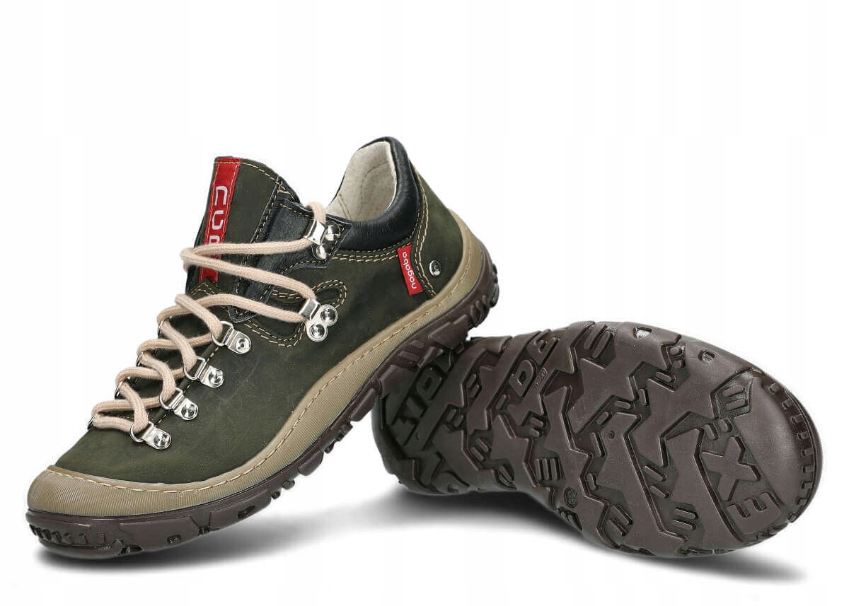 NAGABA 054 KHAKI - WYGODNE SKÓRZANE TREKKINGI DAMSKIE - ROZMIAR 39 Rozmiar 39