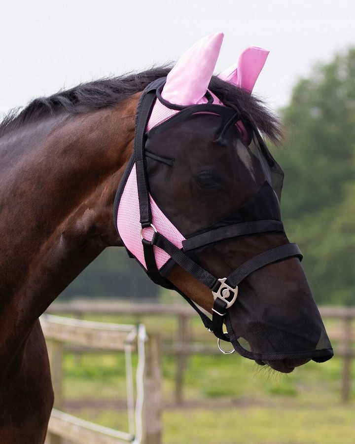 Maska p/owadom, osłona na nos, zapinana na rzepy- Qhp różowa Pony