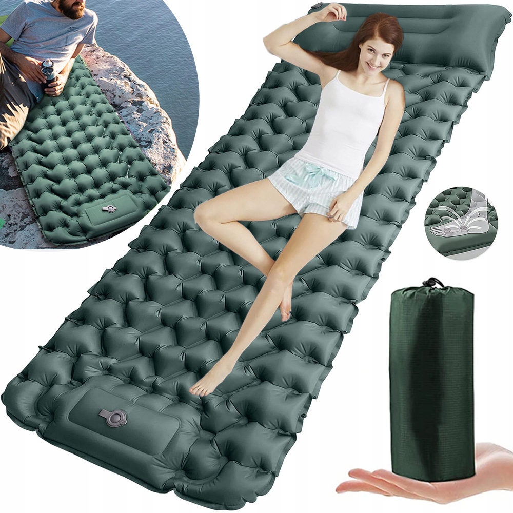 Mata Samopompująca Karimata Dmuchana Z Poduszką Wodoodporna Torba 200*70CM