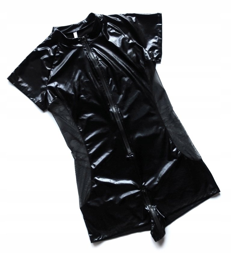 Iefiel XL 42 Černé Body Se Zapínáním Na Zip, Lesklé Jako Latex, Sexy