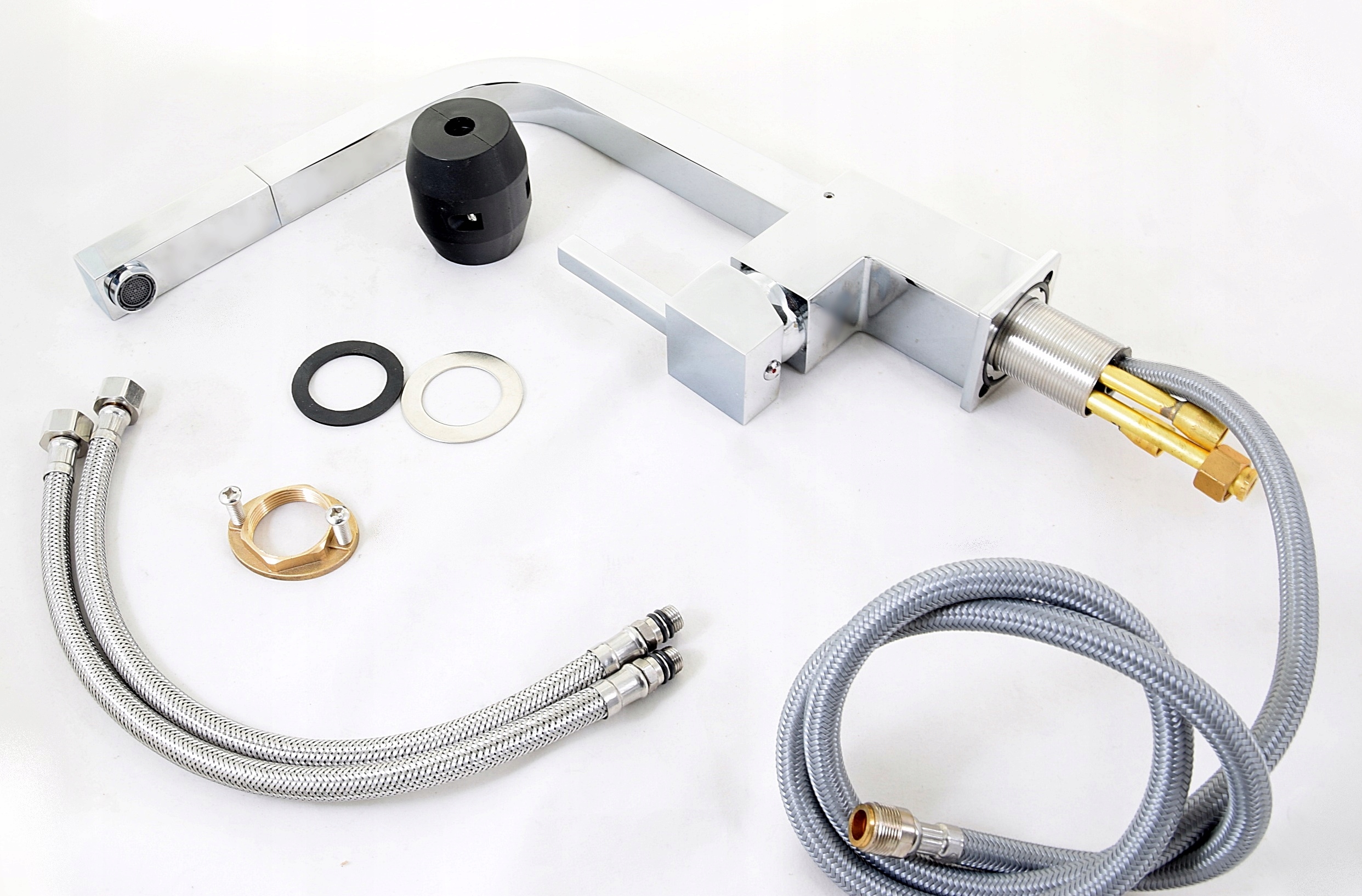 NOOK CHROM BATERIA KUCHENNA Z WYCIĄGANĄ WYLEWKĄ Wykończenie metal