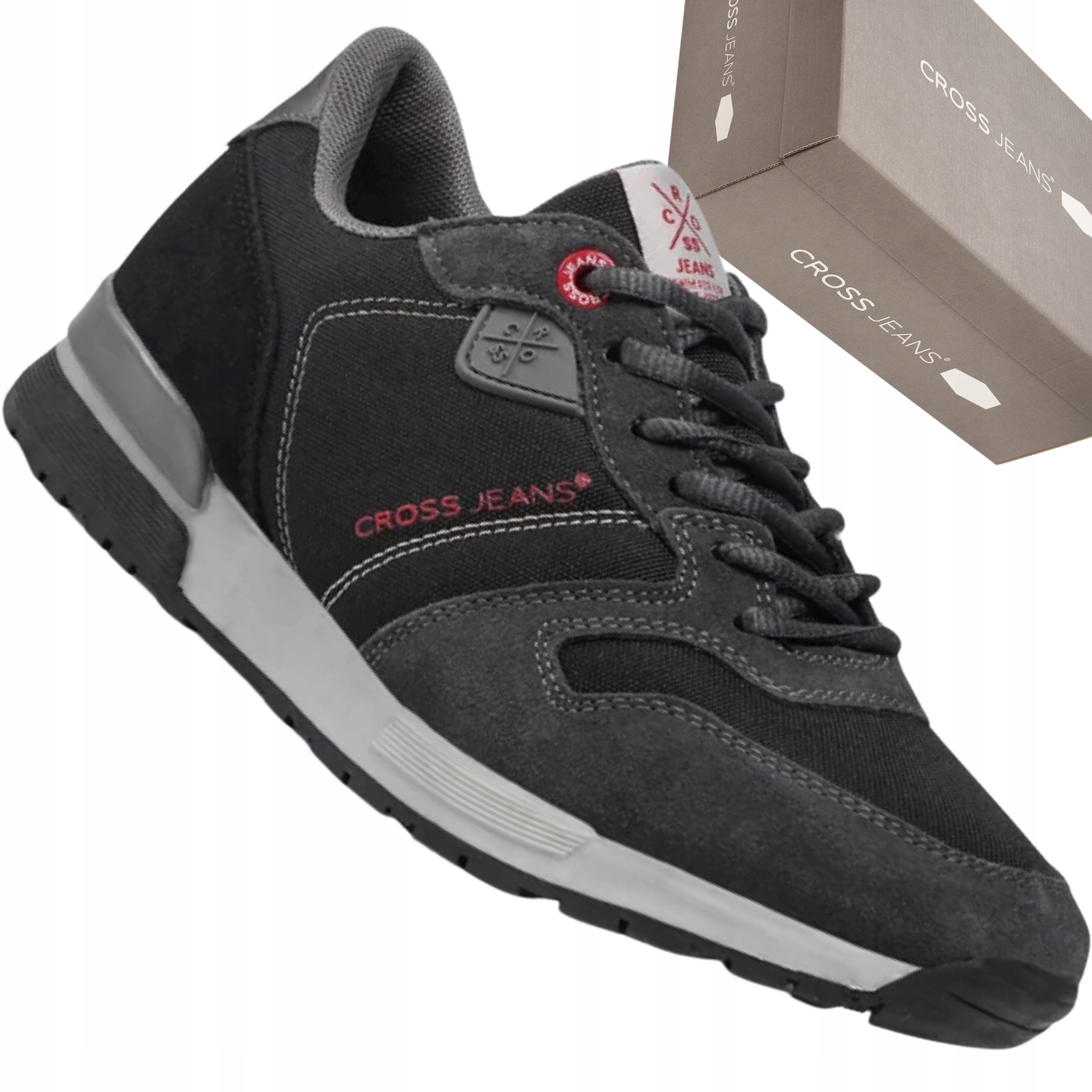 Cross Jeans JJ1R4019C męskie sneakersy czarne skórzane casual buty