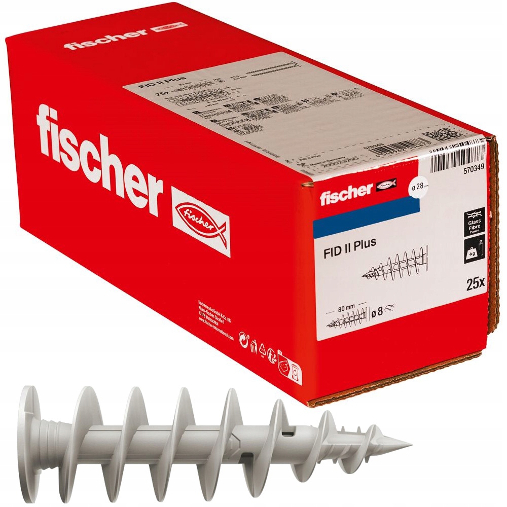 Kołki mocowanie do izolacji Fid II Plus pudełko zestaw 80mm 25szt. Fischer