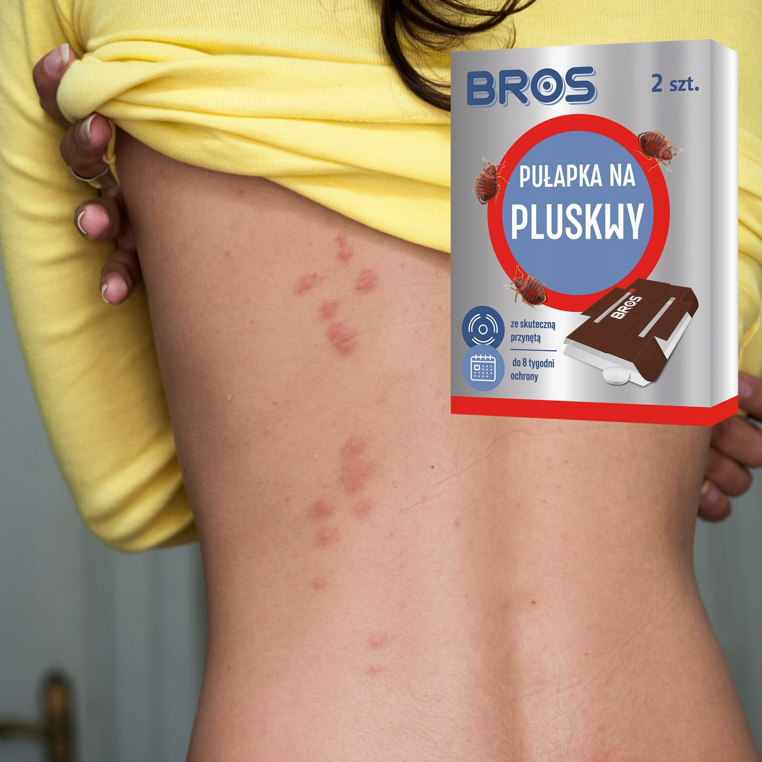 BROS PUŁAPKA NA PLUSKWY ZE SKUTECZNĄ PRZYNĘTĄ DZIAŁA 8 TYGODNI 2SZT. Producent Bros