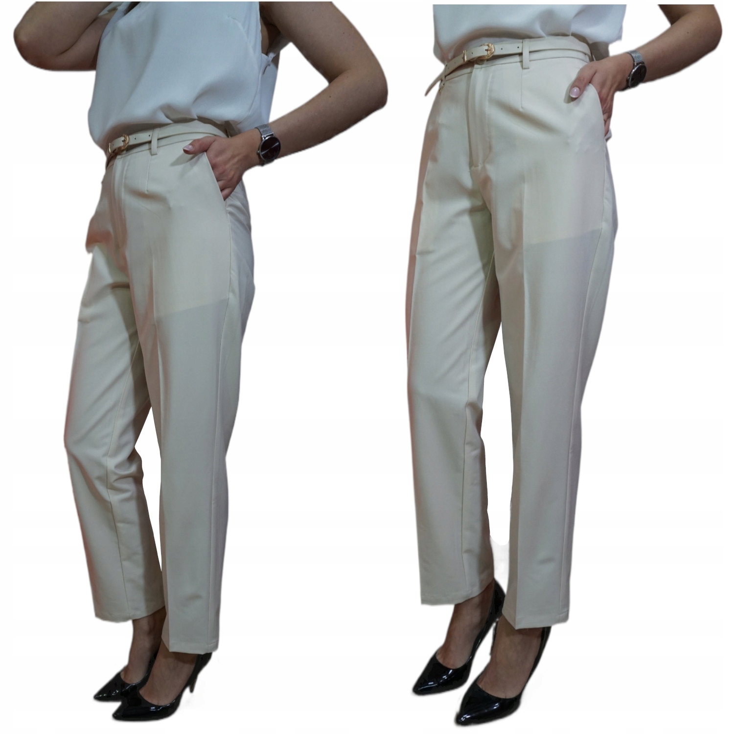 Elegantní Dámské Kalhoty, Jednoduché, Prodyšné, Letní, Vysoký Pas Freesia 7/8 S