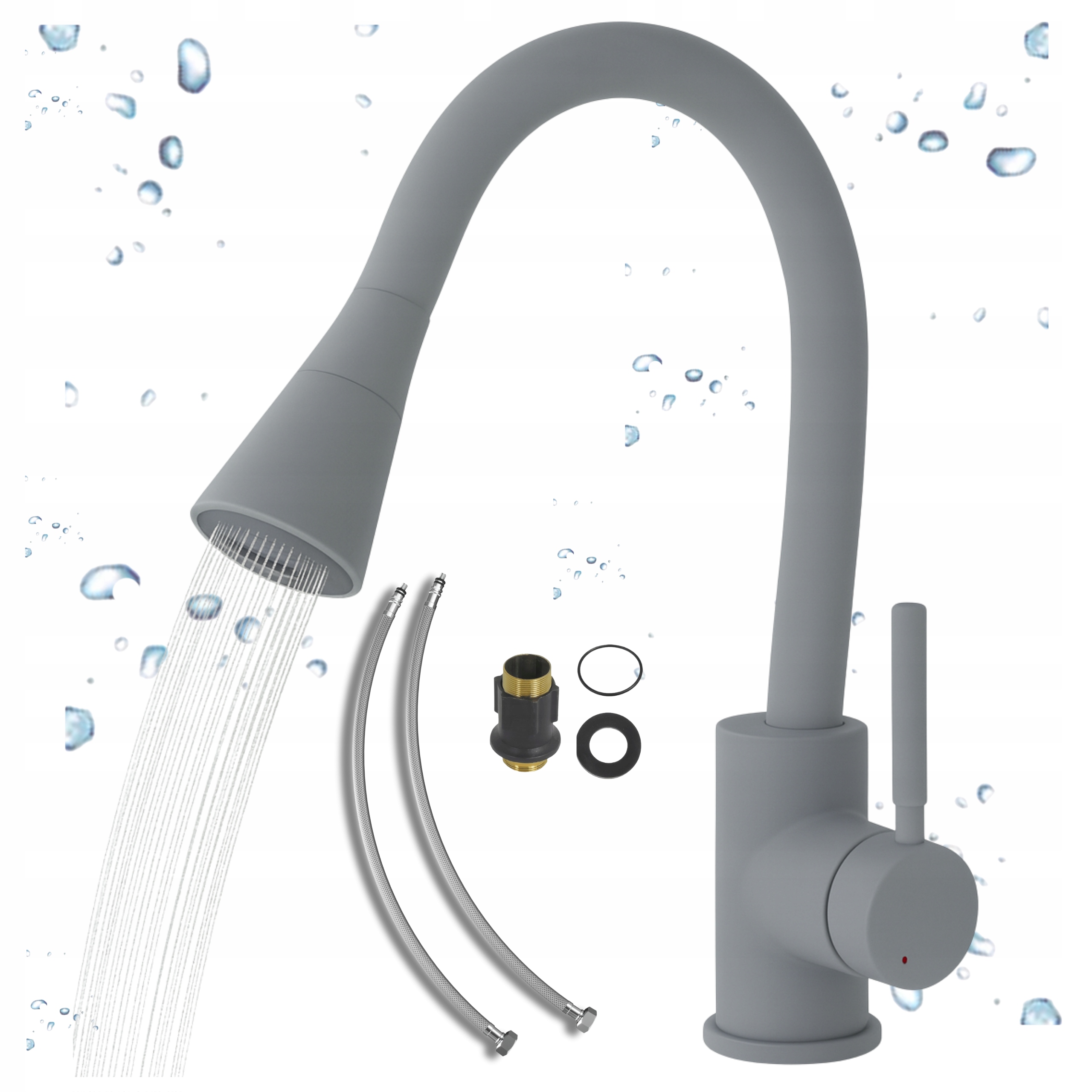 Kuchyňská Baterie Stojící šedá do dřezu Flexibilní Ramínko Kuchyňský kohout