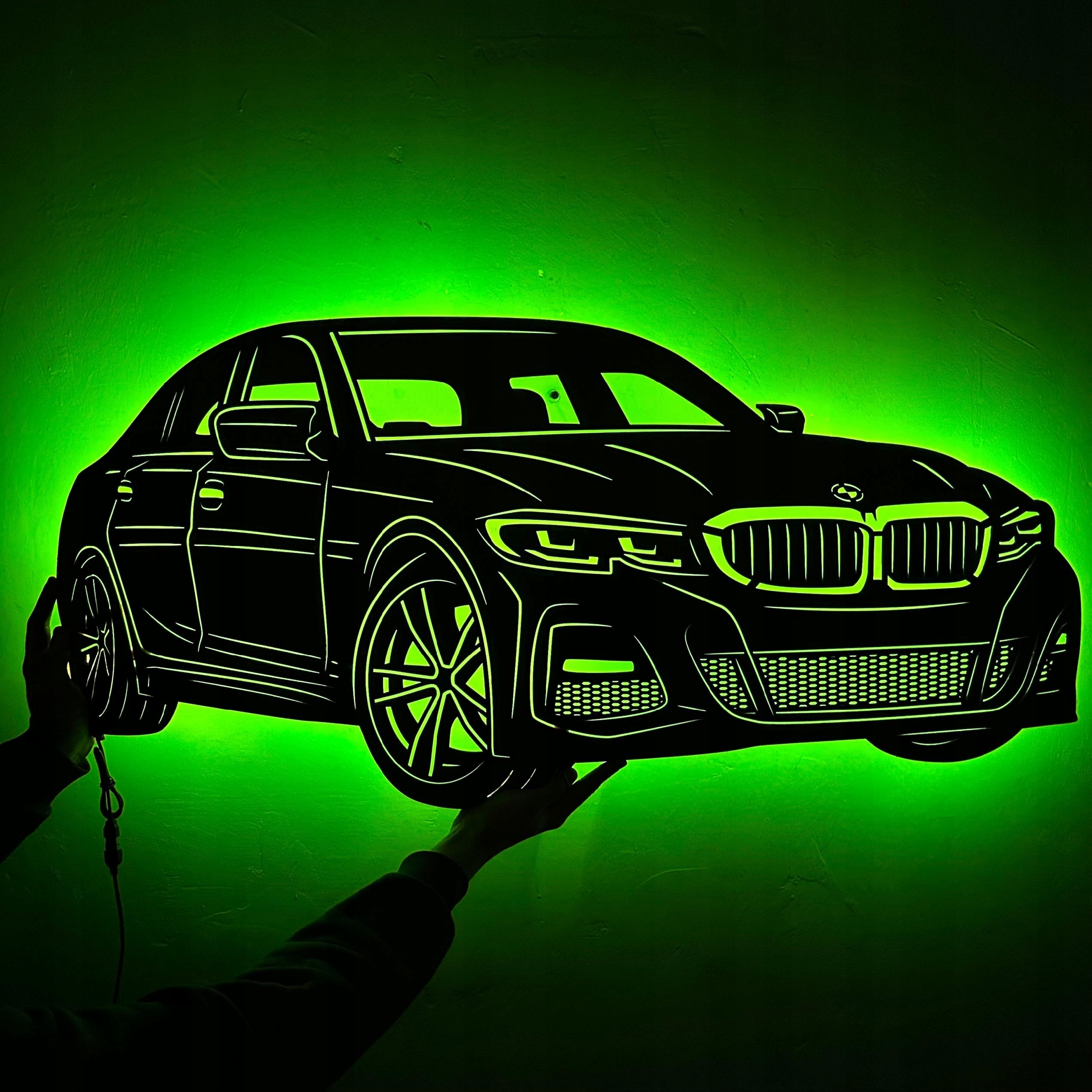 Dřevěný 3D obraz Bmw 3 Noční Lampa Led dálkové ovládání Dárek