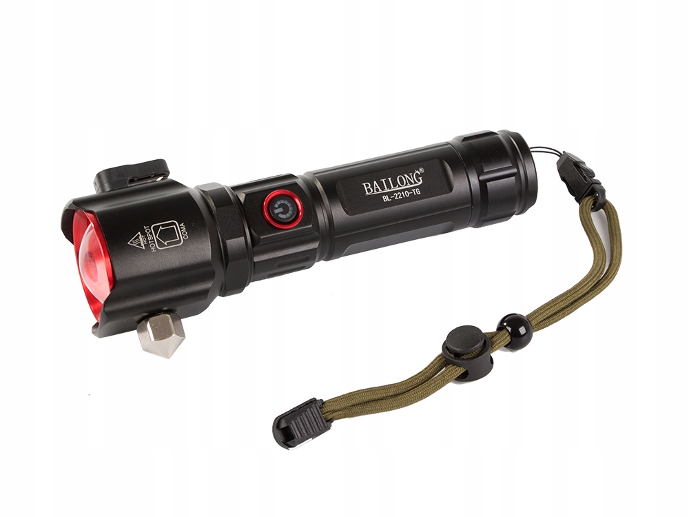 LATARKA WOJSKOWA ŻYCIA BAILONG MŁOTEK NÓŻ ZOOM 2w1 TAKTYCZNA SAMOCHODOWA Marka Bailong