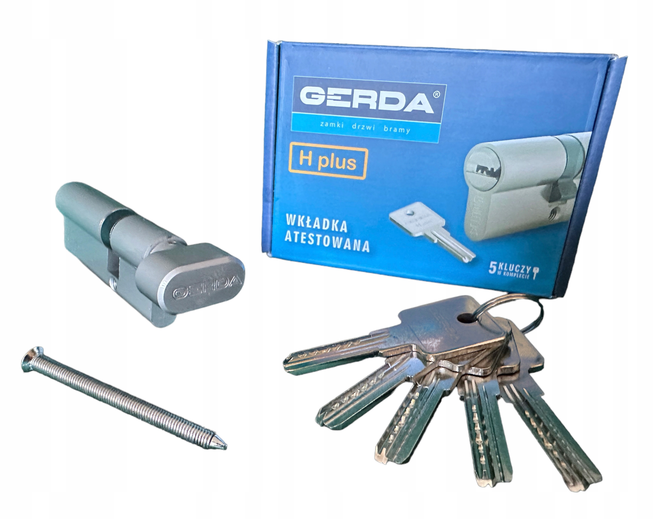 

Wkładka Gerda 30G/35 Nikiel gałka 5 kluczy H plus