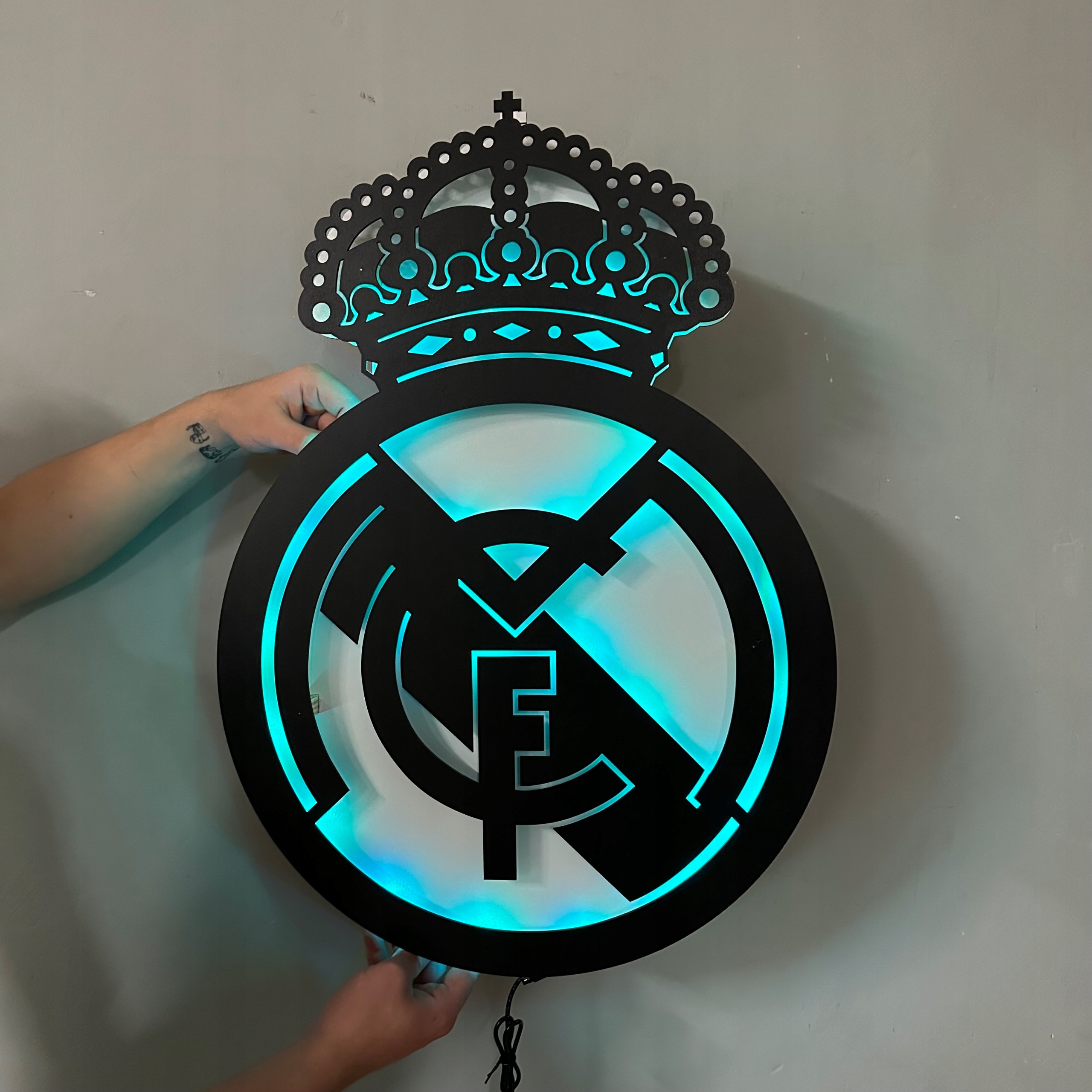 Herb Real Madrid Noční Lampa Led Dálkové ovládání Obraz 3D Stojan na telefon Dárek