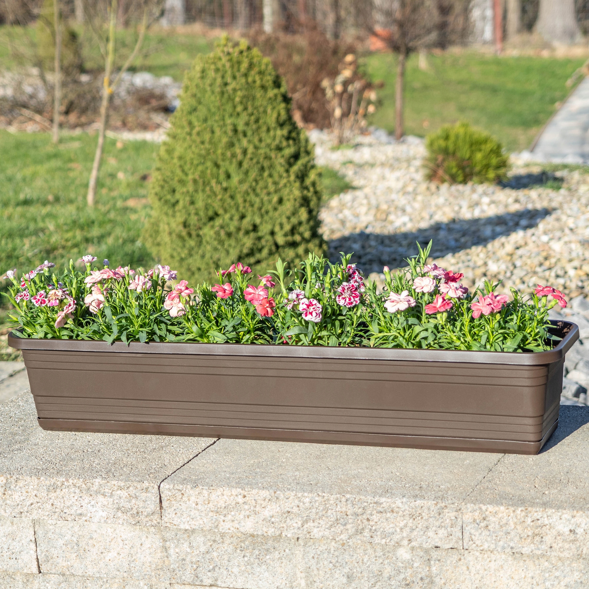 DONICZKA BALKONOWA SKRZYNKA DONICA NA KWIATY 40cm + PODSTAWKA MOKKA Maks. szerokość 11.5 cm