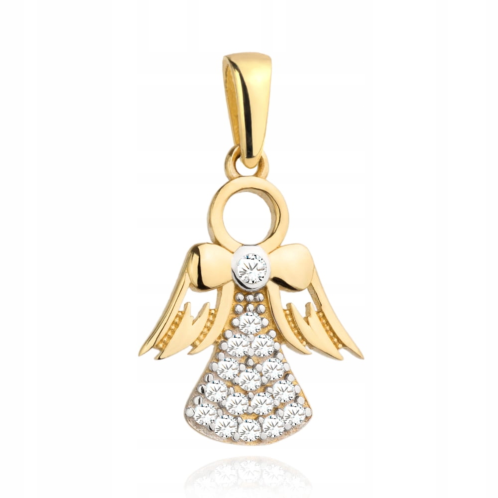 Zlatý andílek s zirkony 585 14k, váha 0.92, precizní přívěsek