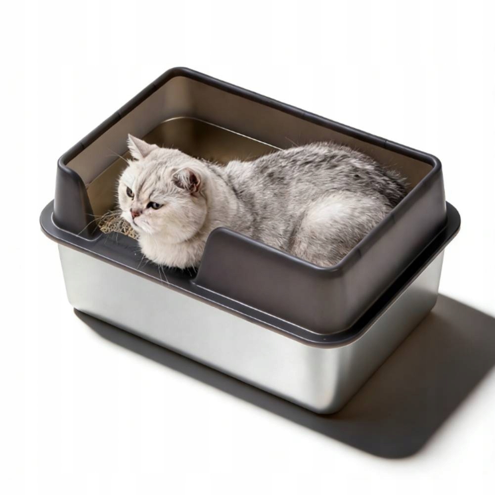 Levně Kočičí Toaleta S Rámečkem Velká Pro Kočky Toaleta Koček 50X35X25 CM Černá