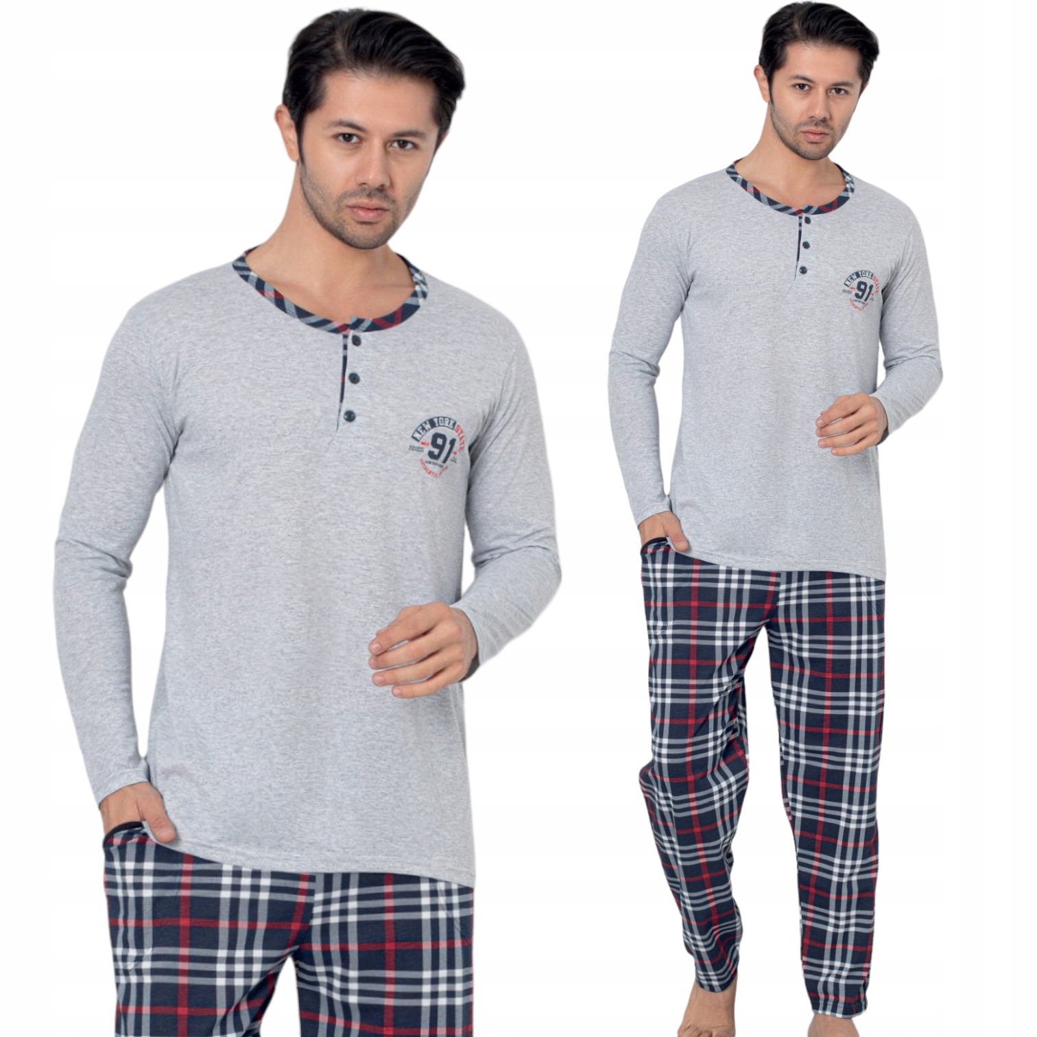 PIŻAMA MĘSKA DŁUGI RĘKAW DŁUGIE SPODNIE/BAWEŁNA