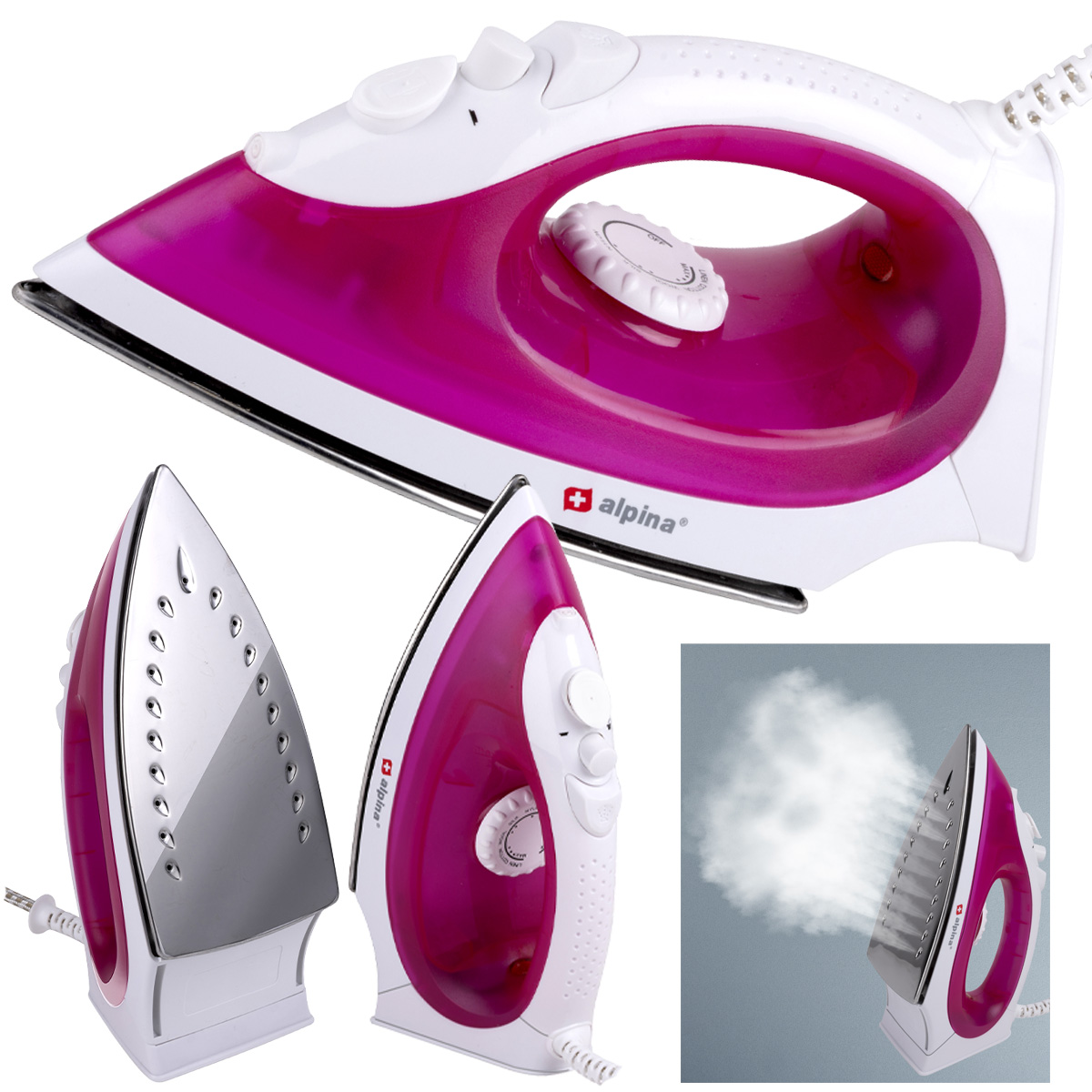Żelazko z funkcją pary turystyczne Alpina 1850-2200W Kompaktowe parowe