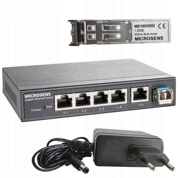 Switch zarządzalny 6 Port Microsens GIGABIT SFP VLAN QoS METAL + Wkłada SFP