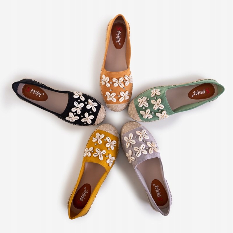 CZARNE DAMSKIE ESPADRYLE Z OZDOBAMI IZIRA 38 Wzór dominujący bez wzoru