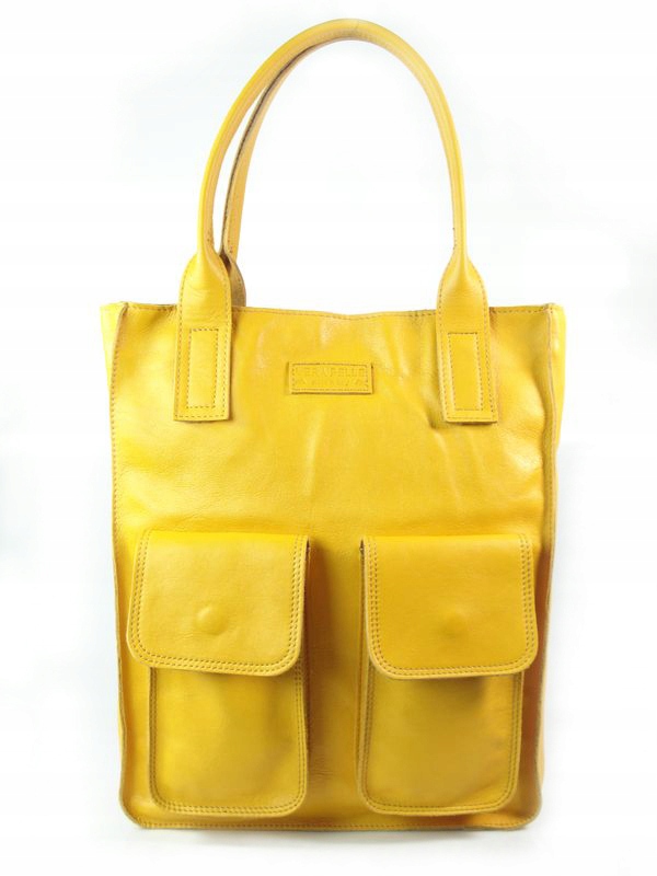 Torba Worek Vera Pelle Shopper Kieszenie ŻÓŁTA